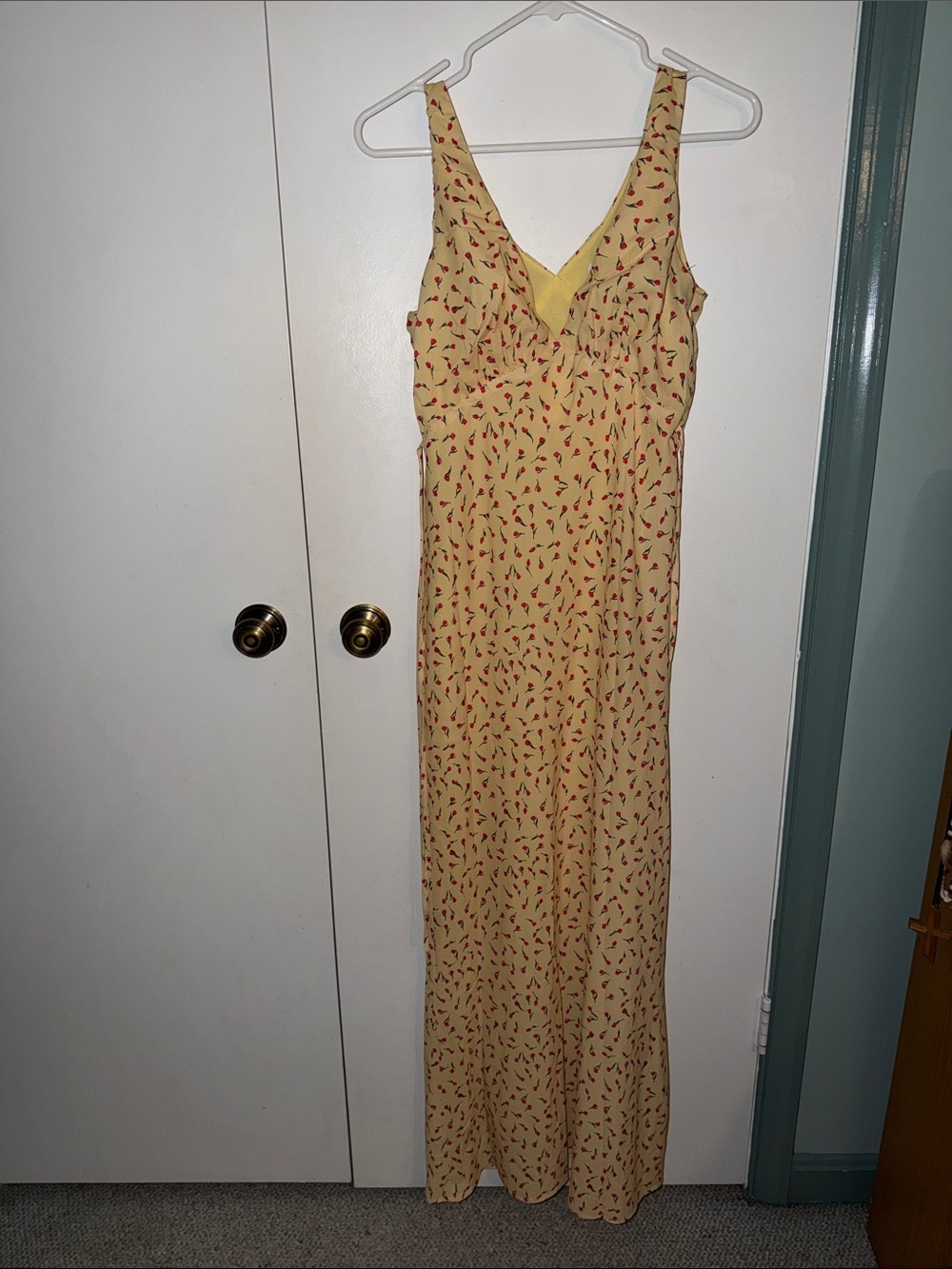 Princess Polly Yellow Maxi Dress with Red Floral Motif